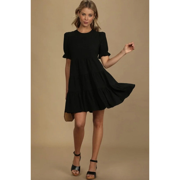 Lulus Favorite Day Tiered Mini Dress Black - Picture 2 of 7